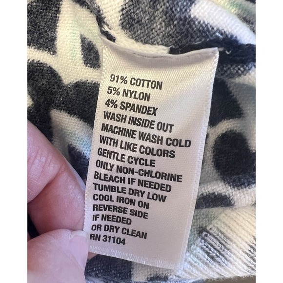 Crown and Ivy Button Cotton Navy and Green Cardigan Sz S NWT - Picture 4 of 4